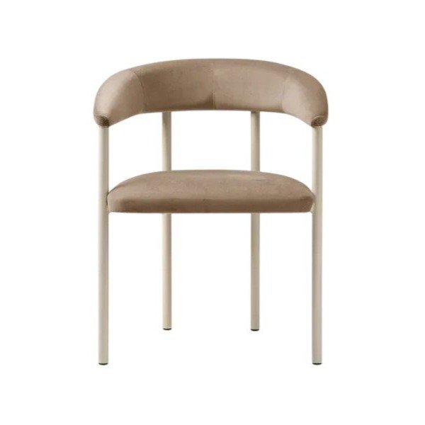 Scaun de living bej/crem cu cotiere tapițat Lea – Micadoni -image-1