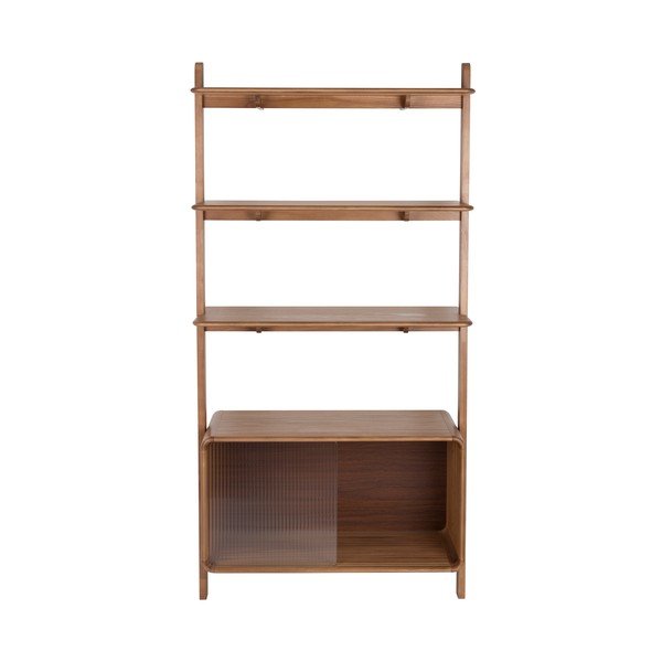 Bibliotecă maro din lemn de frasin cu ușă glisantă 90x180x35 cm Rise – Zuiver