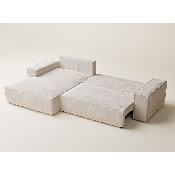 Colțar crem extensibil/cu spațiu de depozitare cu tapițerie din chenille (cu colț pe partea stângă/cu șezlong) Maze – Maison de Rêve-image-4