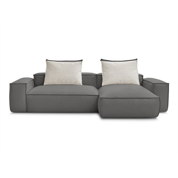 Colțar gri cu tapițerie din imitație de piele (cu colț variabil) Boheme – Bobochic Paris