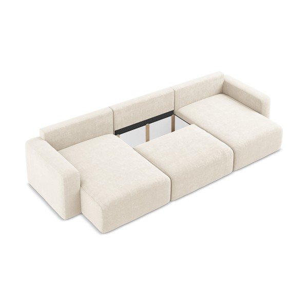 Colțar crem extensibil/cu spațiu de depozitare cu tapițerie din chenille (în formă de "U") Kona – Makamii-image-4