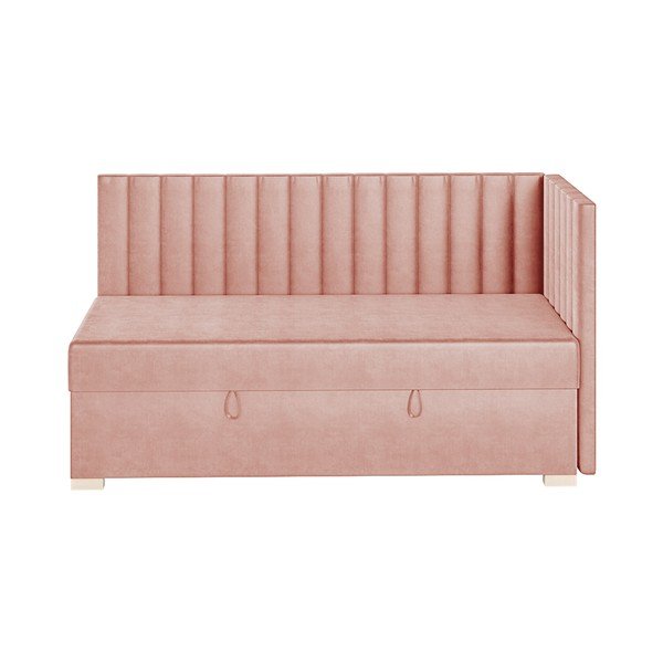 Pat pentru copii  roz pe colț cu spațiu de depozitare cu saltea 90x200 cm Snugi – Ghado