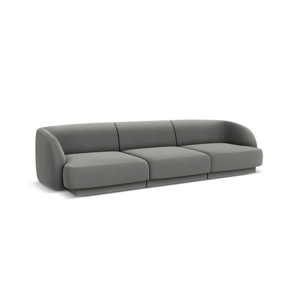 Canapea gri cu tapițerie din catifea 259 cm Miley - Micadoni Home-image-2