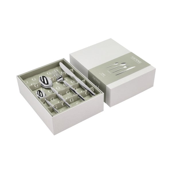 Tacâmuri argintii din oțel inoxidabil 16 buc. Twist – Gense-image-1