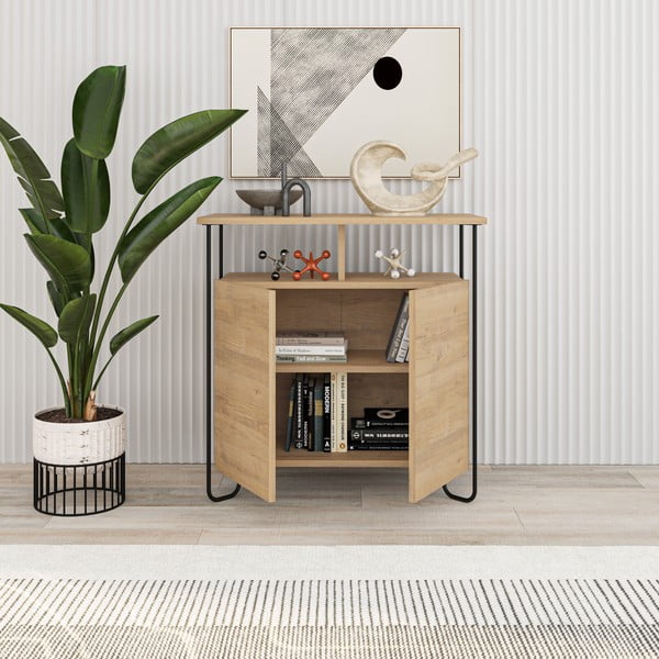 Dulap în culoare naturală cu aspect de lemn de stejar 80x80 cm Dilly – Marckeric-image-4