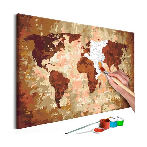 Set de pânze, vopseluri şi perii DIY Artgeist Earth Map, 60 x 40 cm