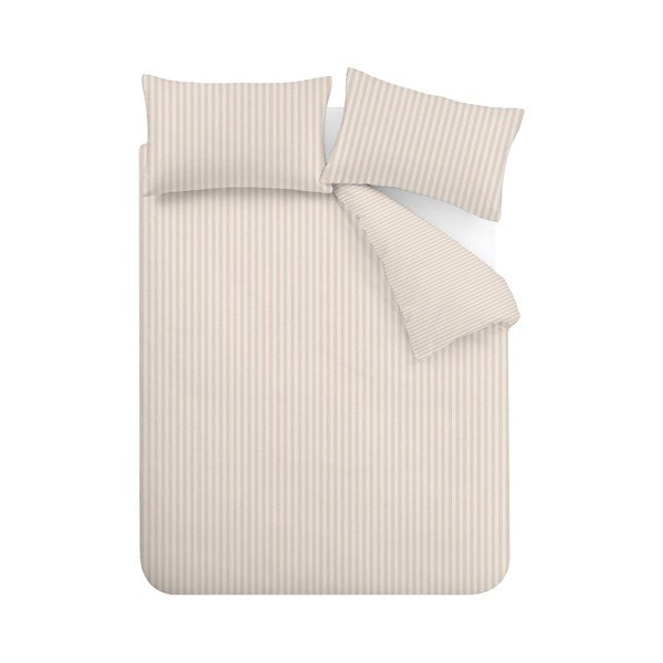 Lenjerie de pat bej pentru pat dublu/extinsă cu 3 piese 230x220 cm Epping Textured Stripe – Catherine Lansfield