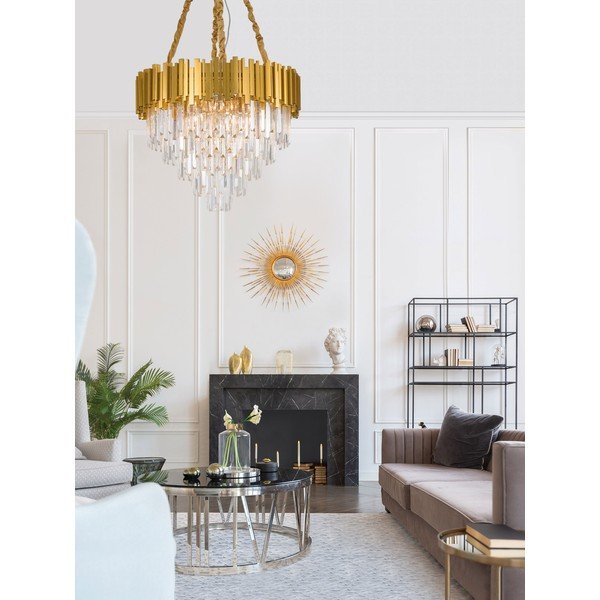 Lustră aurie din metal cu abajur din cristal ø 73 cm Grane – Nova Luce-image-2