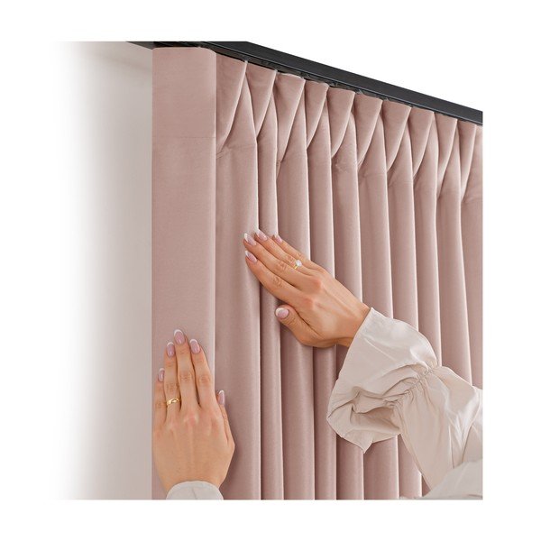 Draperie roz-deschis dimout (semi-opacă) din catifea 530x175 cm Velto – Filumi-image-2