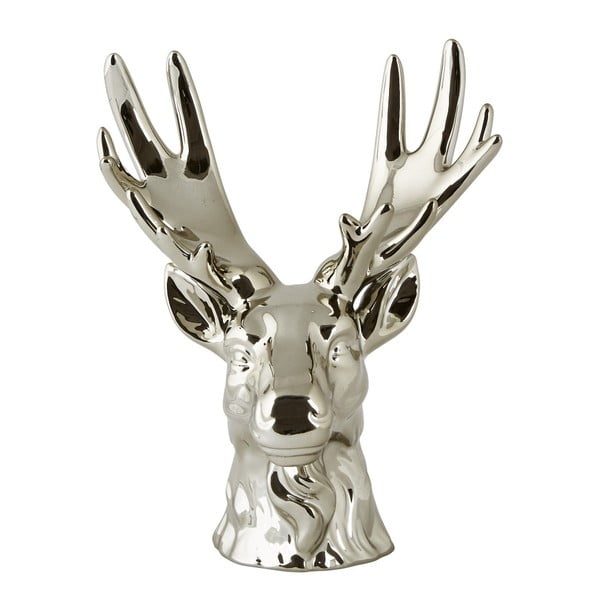 Statuetă decorativă din ceramică KJ Collection Reindeer Head Silver