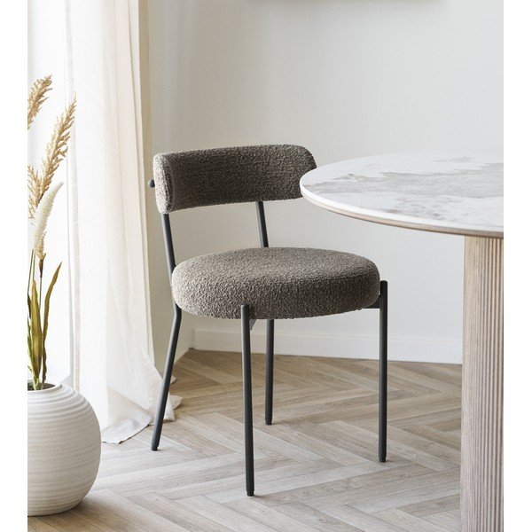 Scaun de dining maro tapițat Badalona – House Nordic-image-1