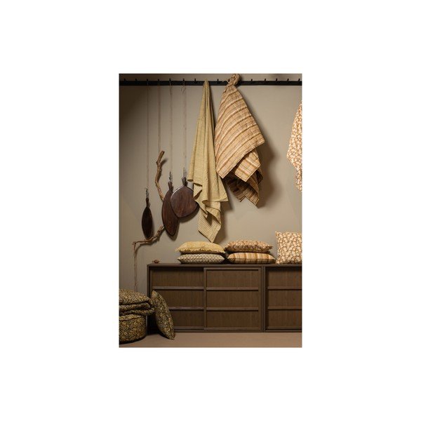 Cuvertură galben-muștar din bumbac pentru pat dublu 220x265 cm Chevron – BePureHome-image-1