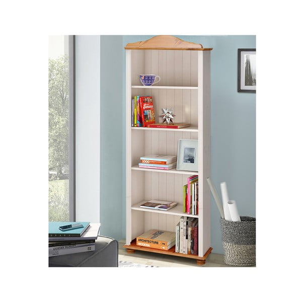 Bibliotecă albă/în culoare naturală din lemn masiv de pin 70x181 cm Ella – Støraa-image-2