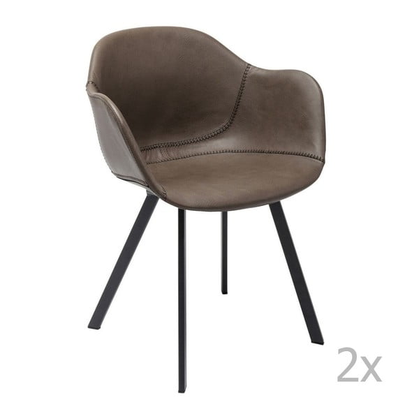 Set 2 scaune cu picioare metalice Kare Design, maro