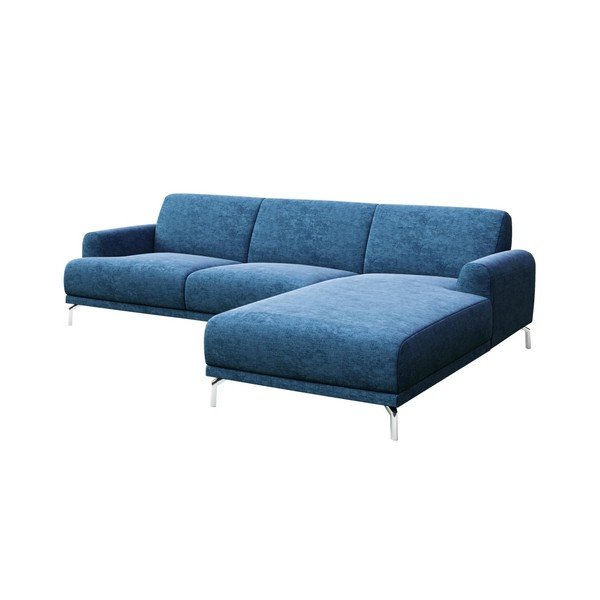 Colțar pe partea dreaptă cu picioare metalice MESONICA Puzo, albastru-image-1