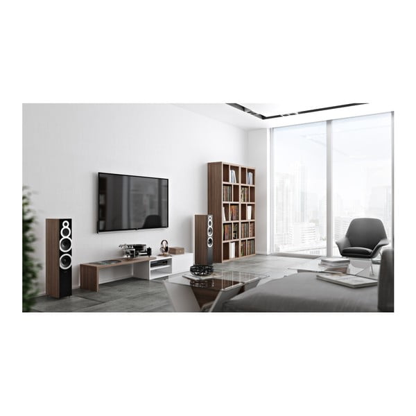 Comodă TV TemaHome Move, alb - cu aspect de lemn de nuc-image-3