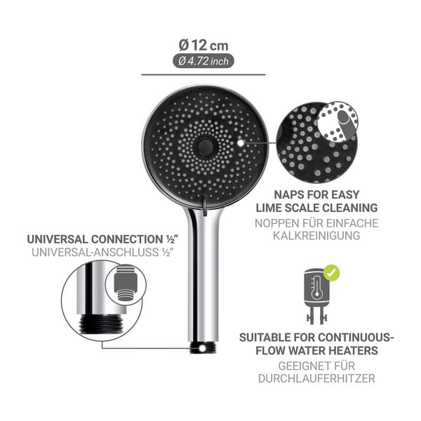 Cap de duș argintiu din plastic ø 12 cm Softwater – Wenko-image-4