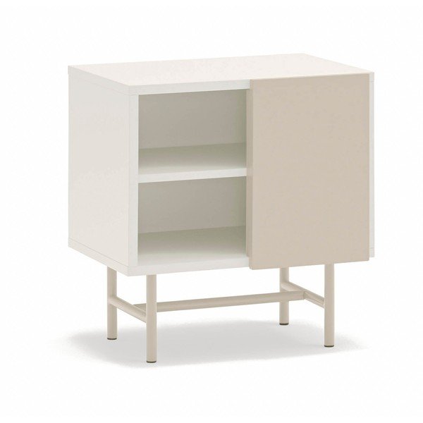 Noptieră bej/crem cu rafturi cu aspect mat Nube – Teulat-image-3