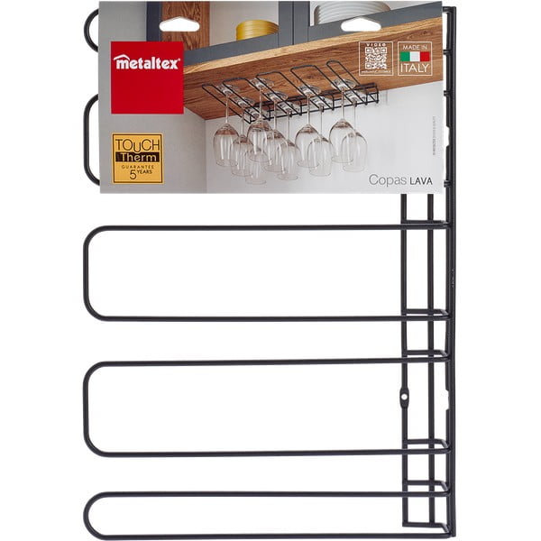 Suport de perete pentru sticle de vin Metaltex Wine Glass, negru-image-4