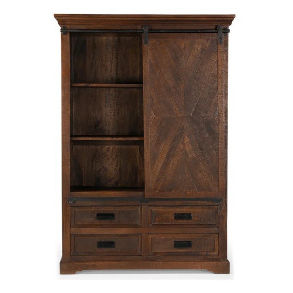 Bibliotecă maro din lemn de mango cu ușă glisantă 110x160x40 cm Don Barn – Støraa