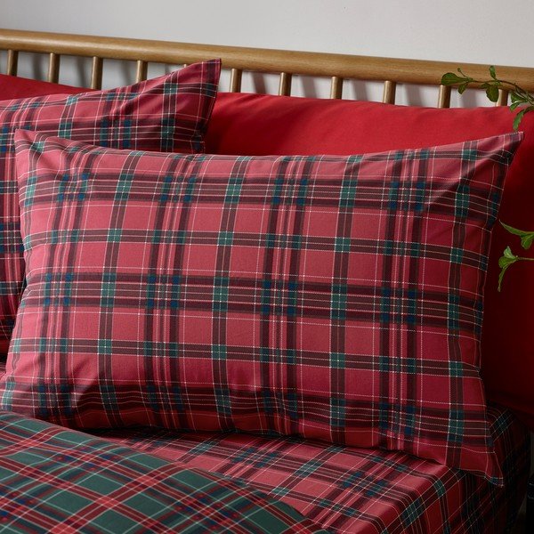 Lenjerie de pat roșie/verde-închis pentru pat de o persoană 135x200 cm Tartan Check – Catherine Lansfield-image-3