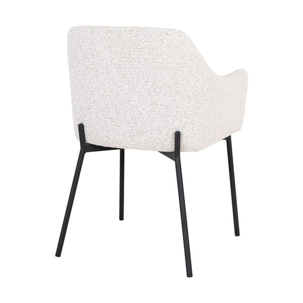 Scaun de sufragerie alb cu cotiere tapițat Melilla – House Nordic-image-4