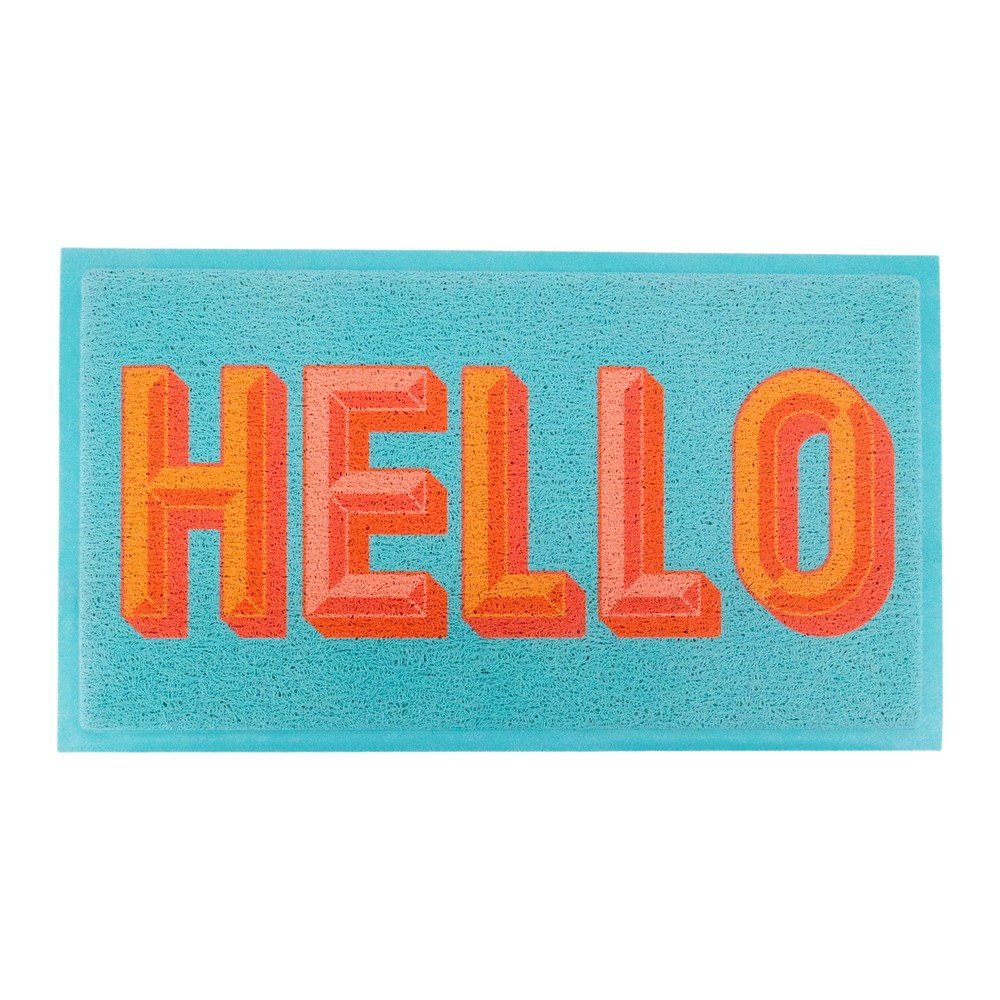 Covoras de intrare din plastic reciclat 40x70 cm Blue Hello – Artsy Doormats