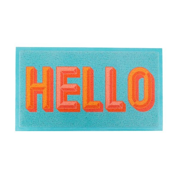 Covoraș de intrare din plastic reciclat 40x70 cm Blue Hello – Artsy Doormats