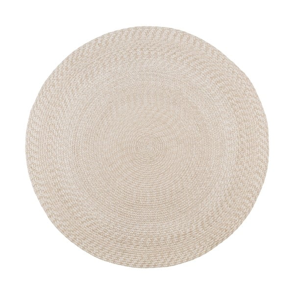 Covor de exterior crem rotund din fibre reciclate ø 180 cm Menorca – House Nordic