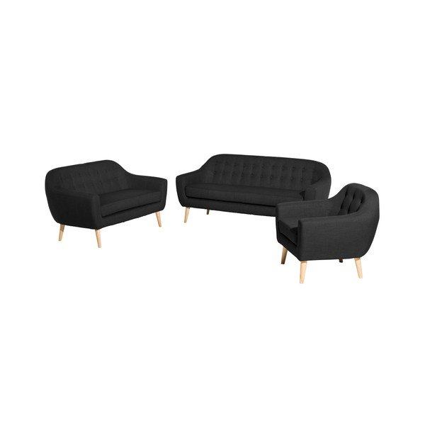 Canapea cu 3 locuri Max Winzer Kelly, negru-image-1