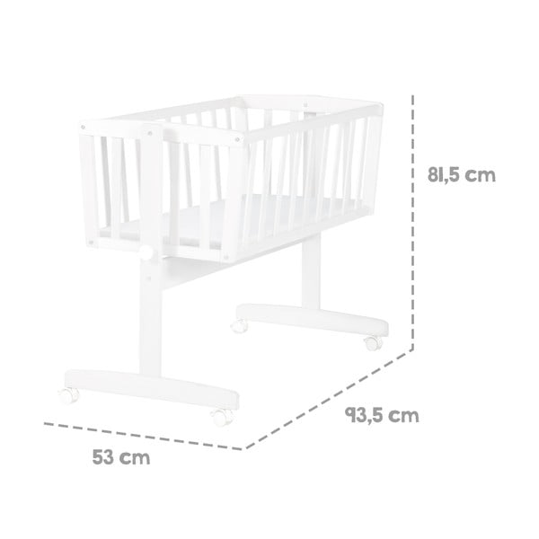 Pătuț leagăn  alb cu roți 40x90 cm – Roba-image-2