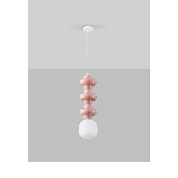Lustră albă/roz-deschis din ceramică cu abajur din sticlă ø 18 cm Clio – Nova Luce-image-4