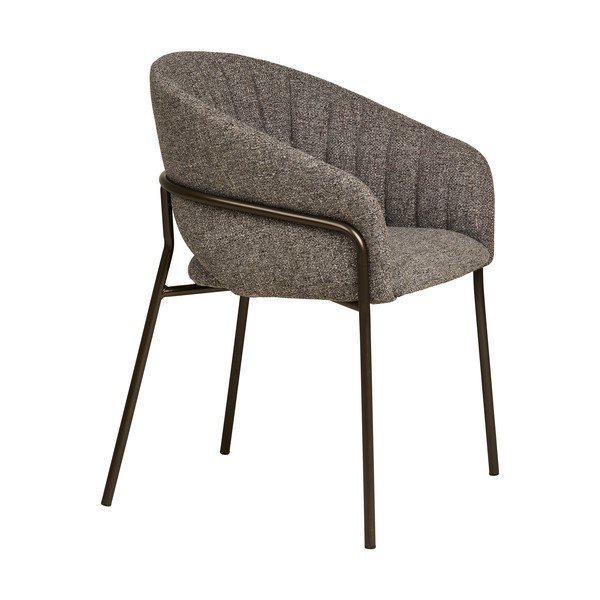 Scaun de living gri cu cotiere din oțel Costa – House Nordic