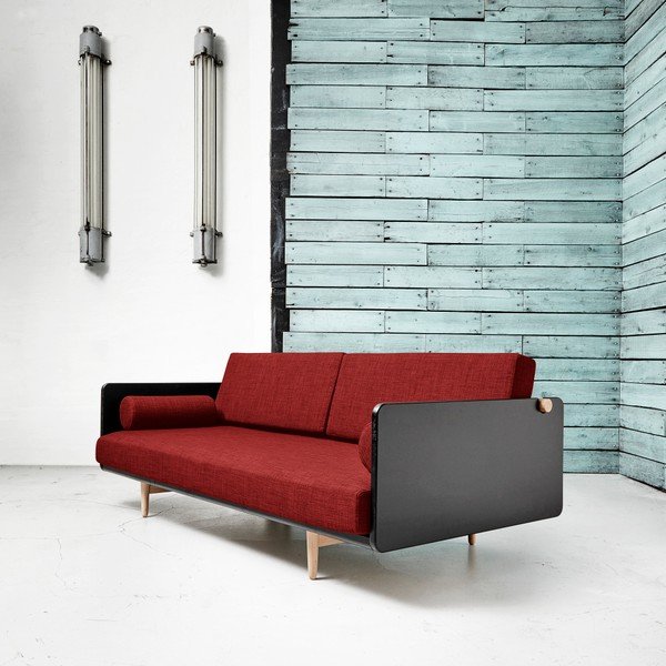Canapea extensibilă Karup Deva Black/Raw Oak/Passion Red-image-1