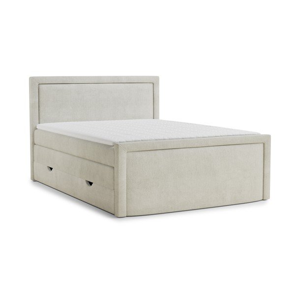 Pat boxspring crem cu spațiu de depozitare 200x200 cm Fresco – Maison de Rêve