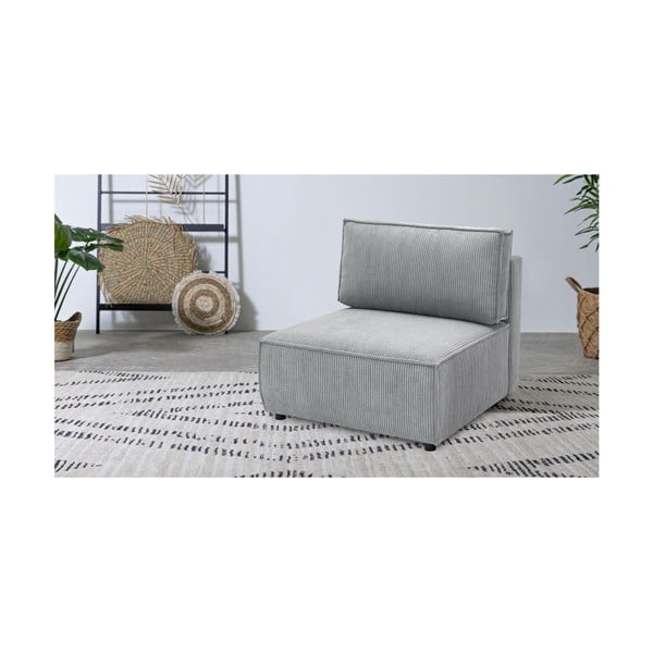 Modul pentru canapea gri deschis cu tapițerie din catifea reiată  (de mijloc) Nihad modular – Bobochic Paris-image-1