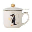 Cană crem cu filtru din gresie 300 ml  cu model de Crăciun Valentin – Bloomingville