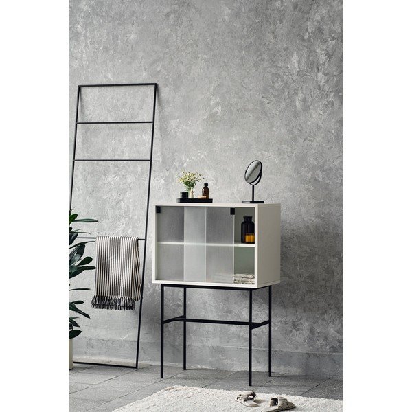 Vitrină grej cu ușă glisantă 70x109x40 cm Lekko – noo.ma-image-1