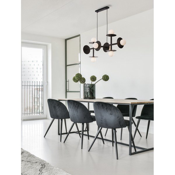 Lustră albă/neagră din metal cu abajur din sticlă Pielo – Nova Luce-image-1