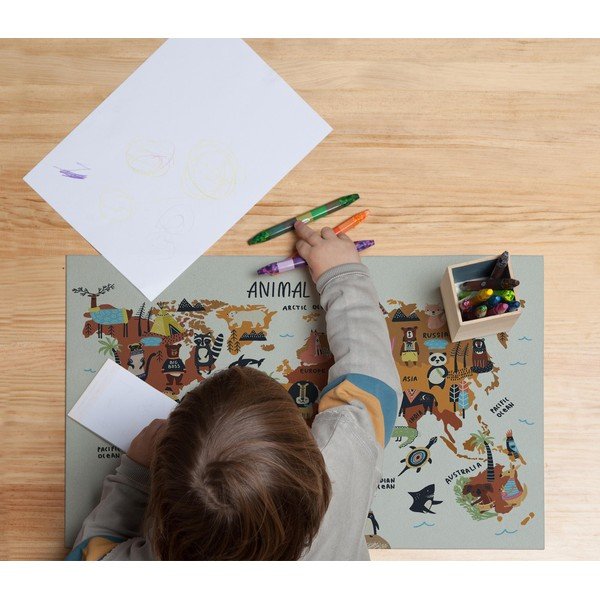 Suport de farfurie Really Nice Things Animals Worldmap, 55 x 35 cm-image-1