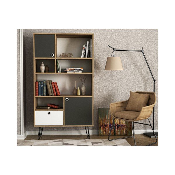 Bibliotecă în decor de lemn de nuc Karamel