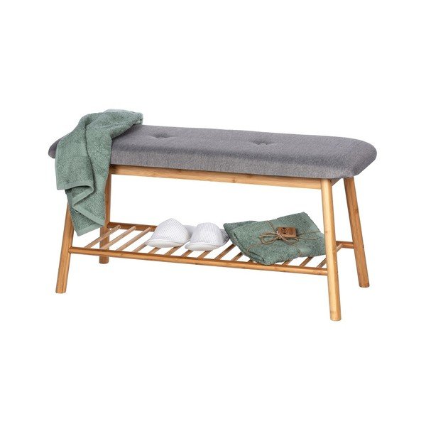 Pantofar gri/maro cu bancă din bambus Bahari – Wenko-image-3