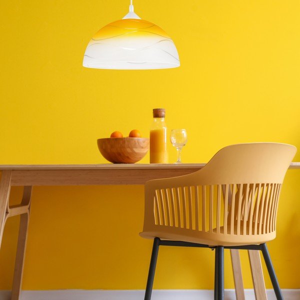 Lustră galbenă cu abajur din sticlă ø 30 cm Sfera – LAMKUR-image-3