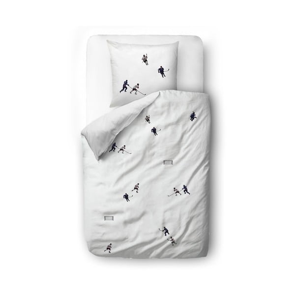 Lenjerie de pat albă din bumbac satinat  pentru o persoană 135x200 cm Ice Hockey - Butter Kings