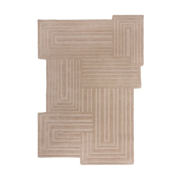 Covor bej țesut manual din lână 120x170 cm Zen Rectangles – Flair Rugs