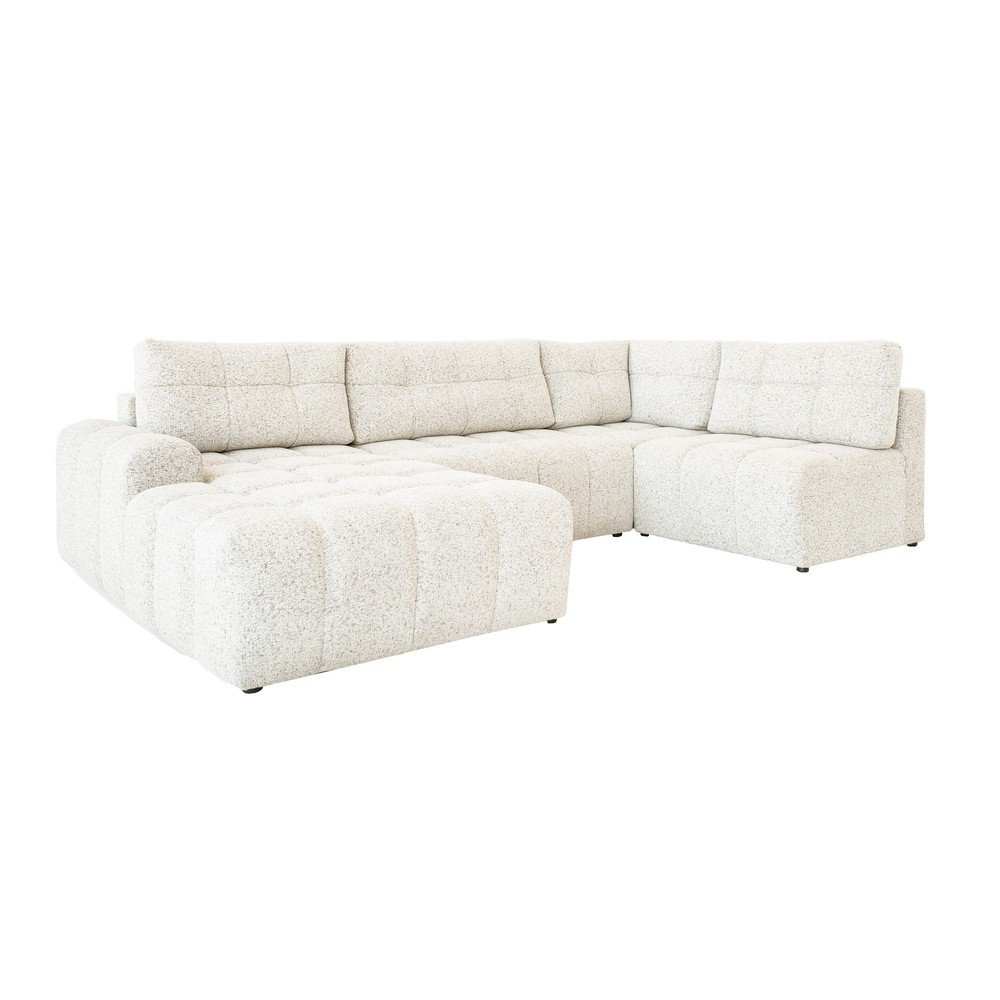 Colțar modular crem extensibil/cu spațiu de depozitare (cu colț pe partea dreaptă) Lulu – Miuform