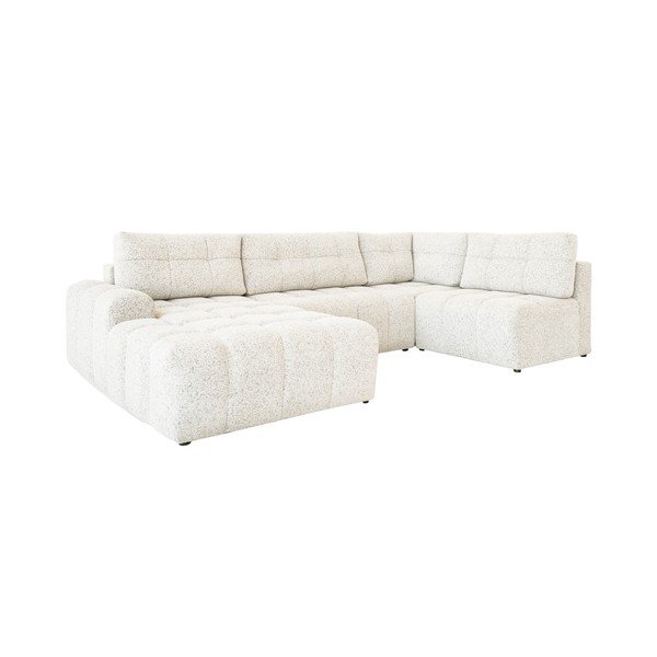 Colțar modular crem extensibil/cu spațiu de depozitare (cu colț pe partea dreaptă) Lulu – Miuform