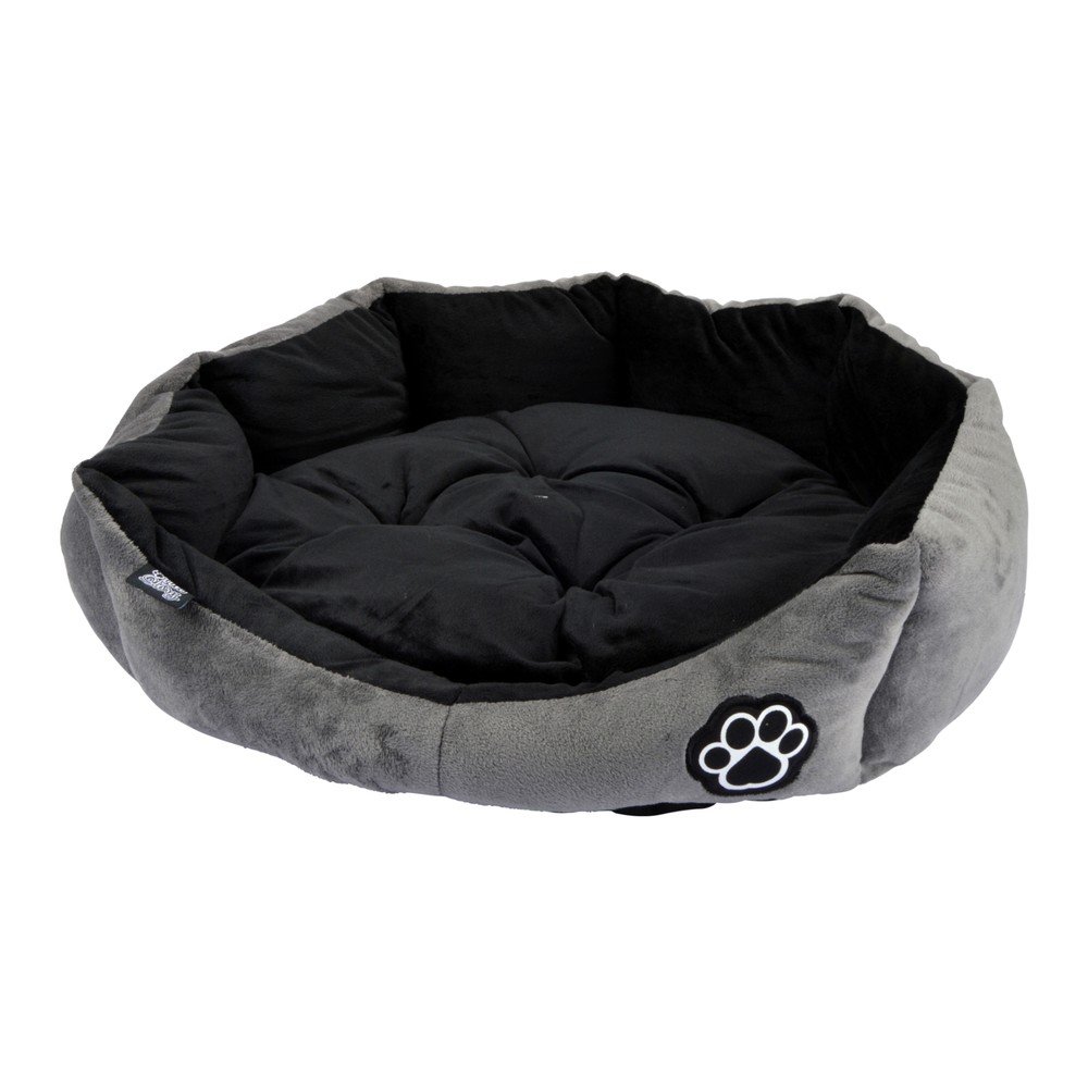 Pat pentru animale de companie gri pentru câini din piele întoarsă ø 50 cm Flakes – Love Story
