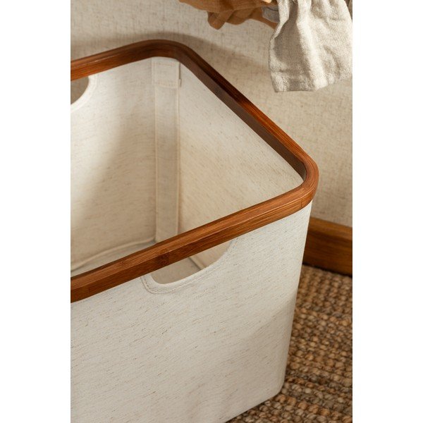 Cutie de depozitare crem din material textil 30x30x30 cm Bamboo/Linen Cube – Bigso-image-4