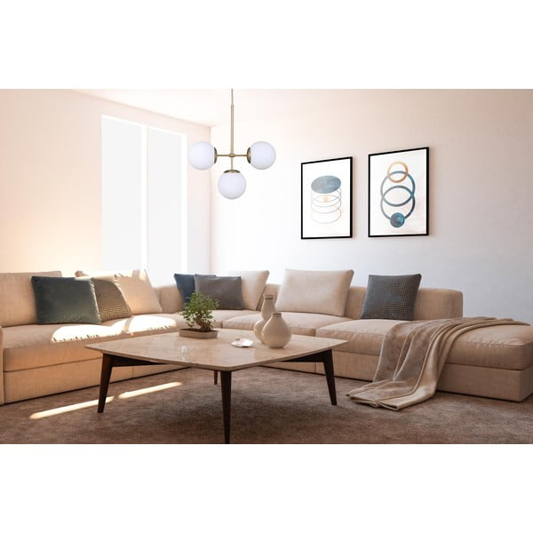 Lustră alb-auriu cu abajur din sticlă ø 15 cm Seagull – Squid Lighting-image-2